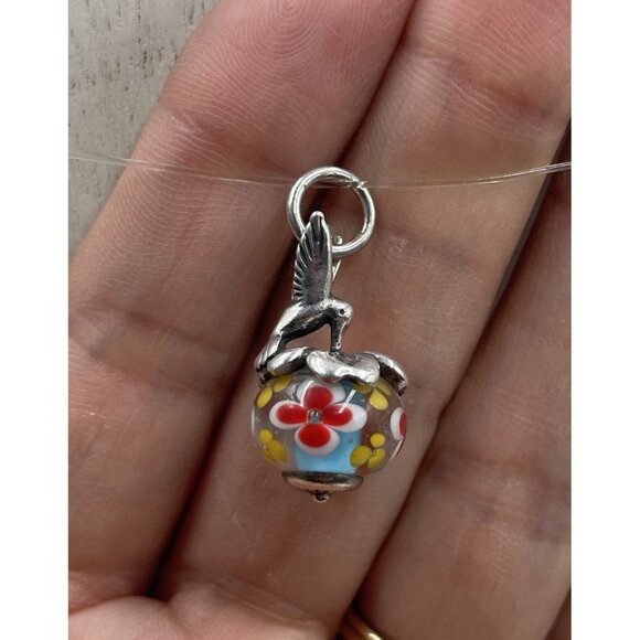 Rare Retired James Avery Hummingbird Glass Bead Finial - Picture 2 of 10